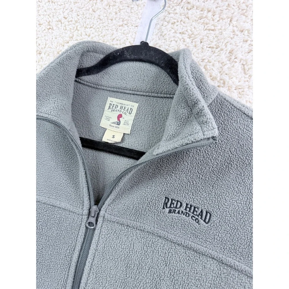 Red Head Fleece Jacket Men Small Gray Excellent Full Zip Outdoor Layering